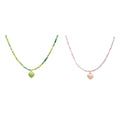 Multicolour Rice Bead Heart Pendant Necklace for Women - Green - view 3