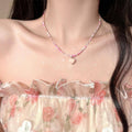 Multicolour Rice Bead Heart Pendant Necklace for Women - Green - view 4