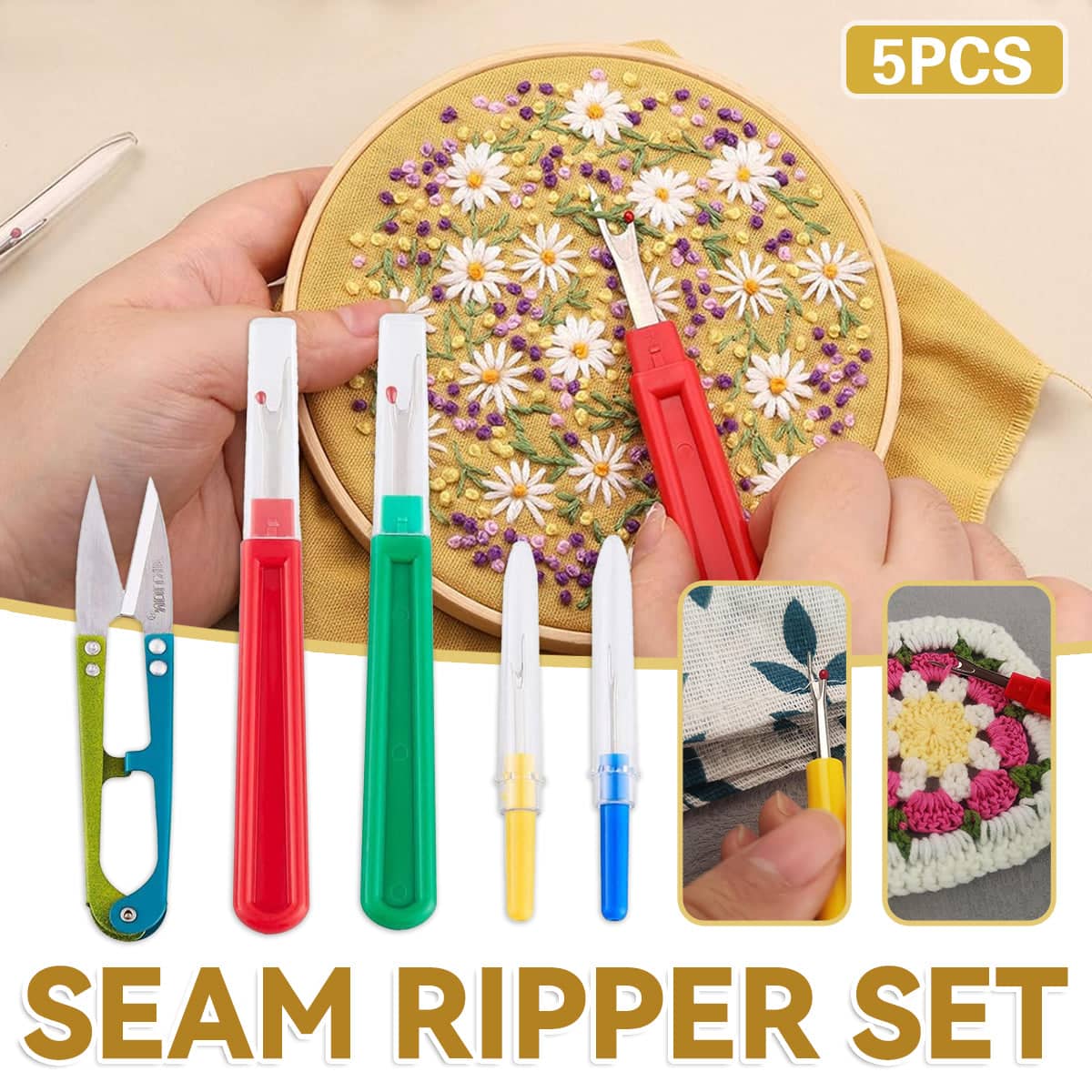 Multicolour Seam Ripper Set with Thread Snips - Set of 5
