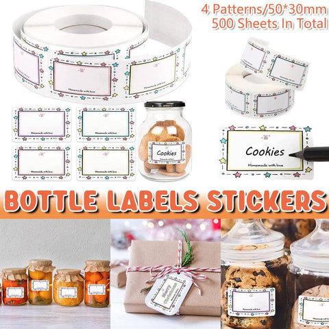 Multicolour Star Border Name Label Stickers, 50 x 30 mm, 500 per Roll