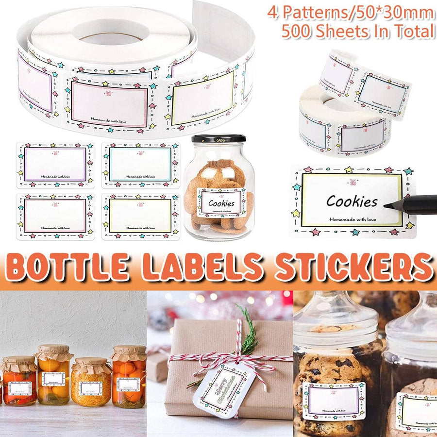 Multicolour Star Border Name Label Stickers, 50 x 30 mm, 500 per Roll