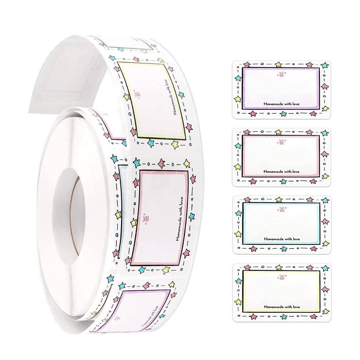 Multicolour Star Border Name Label Stickers, 50 x 30 mm, 500 per Roll - view 2