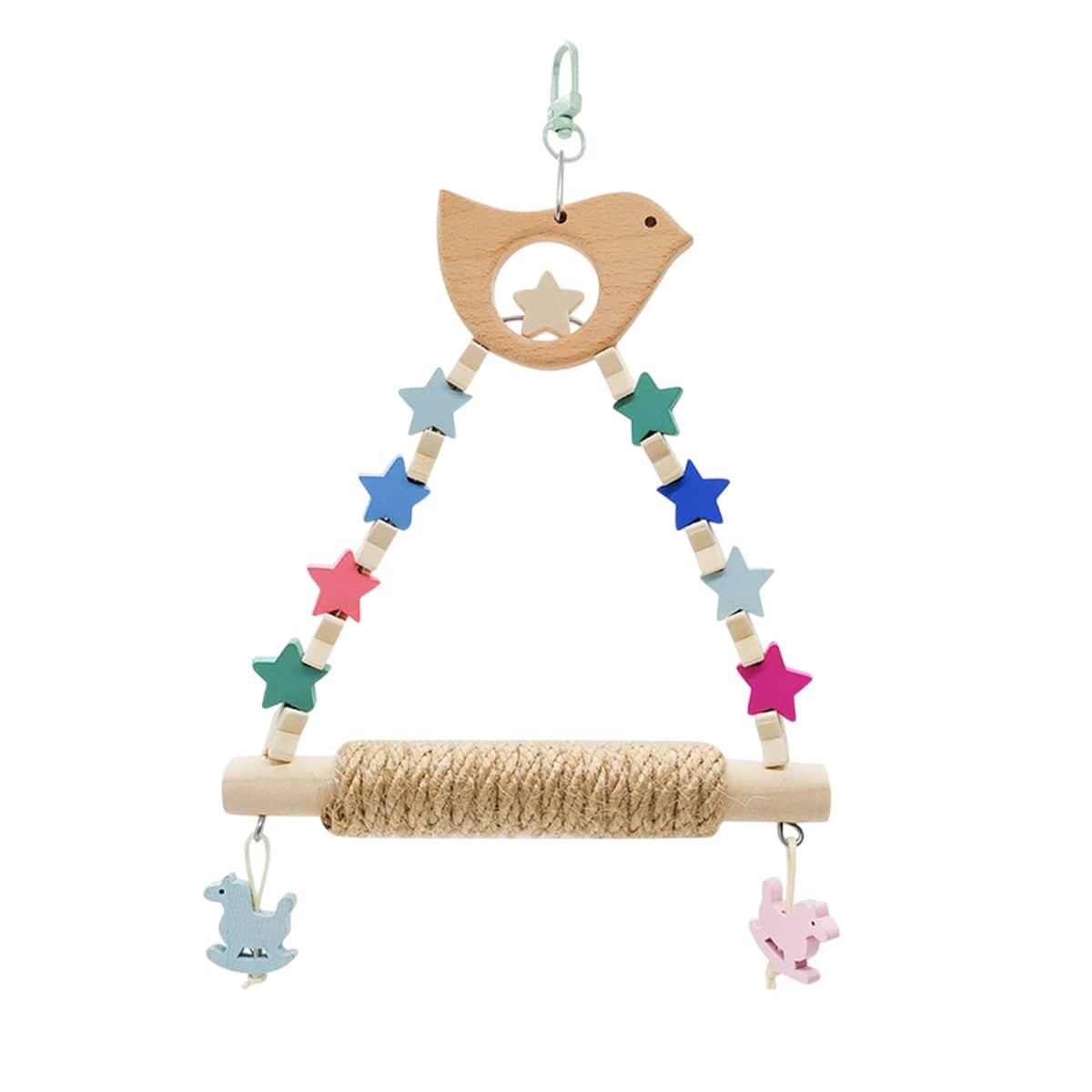 Multicolour Star Parrot Swing Toy with Rope Perch for Budgies, Cockatiels and Lovebirds - view 2