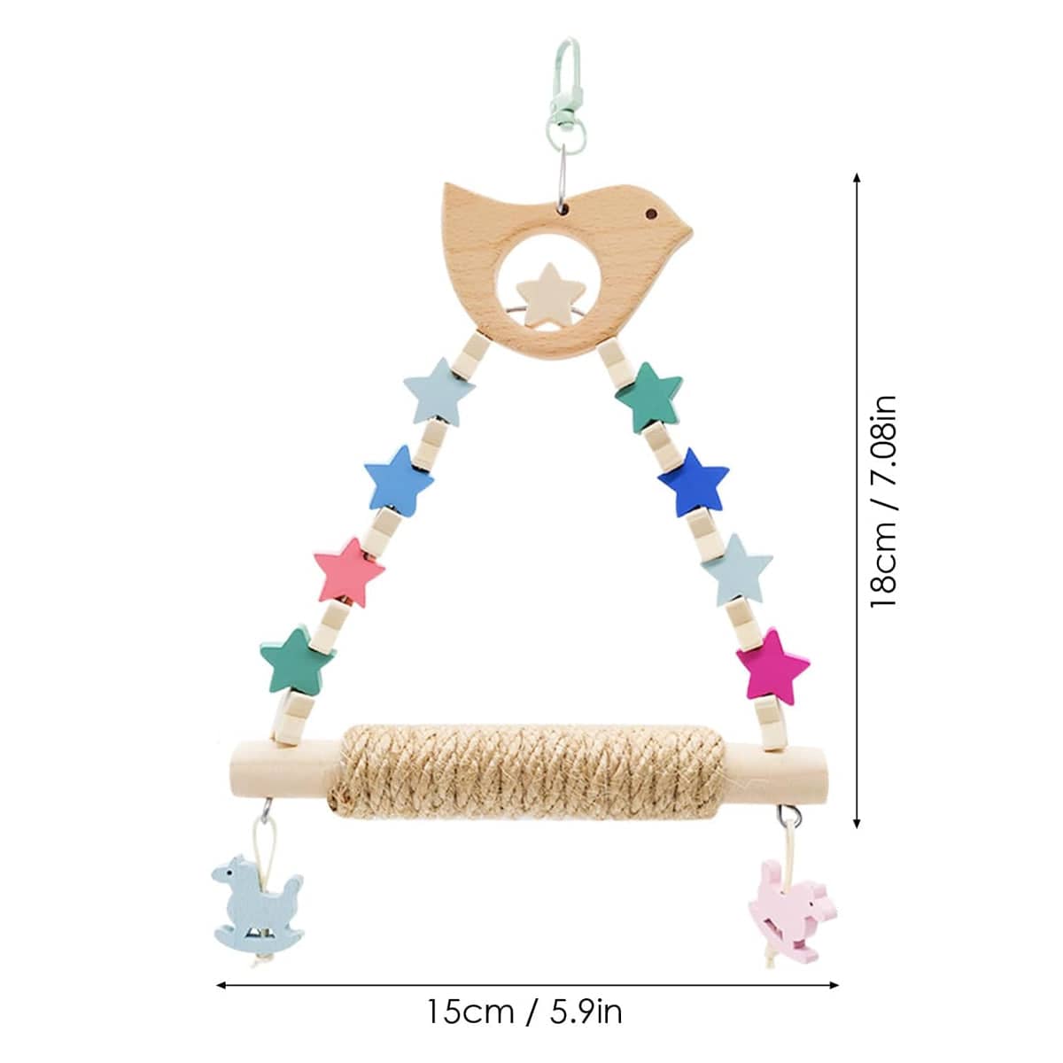 Multicolour Star Parrot Swing Toy with Rope Perch for Budgies, Cockatiels and Lovebirds - view 3