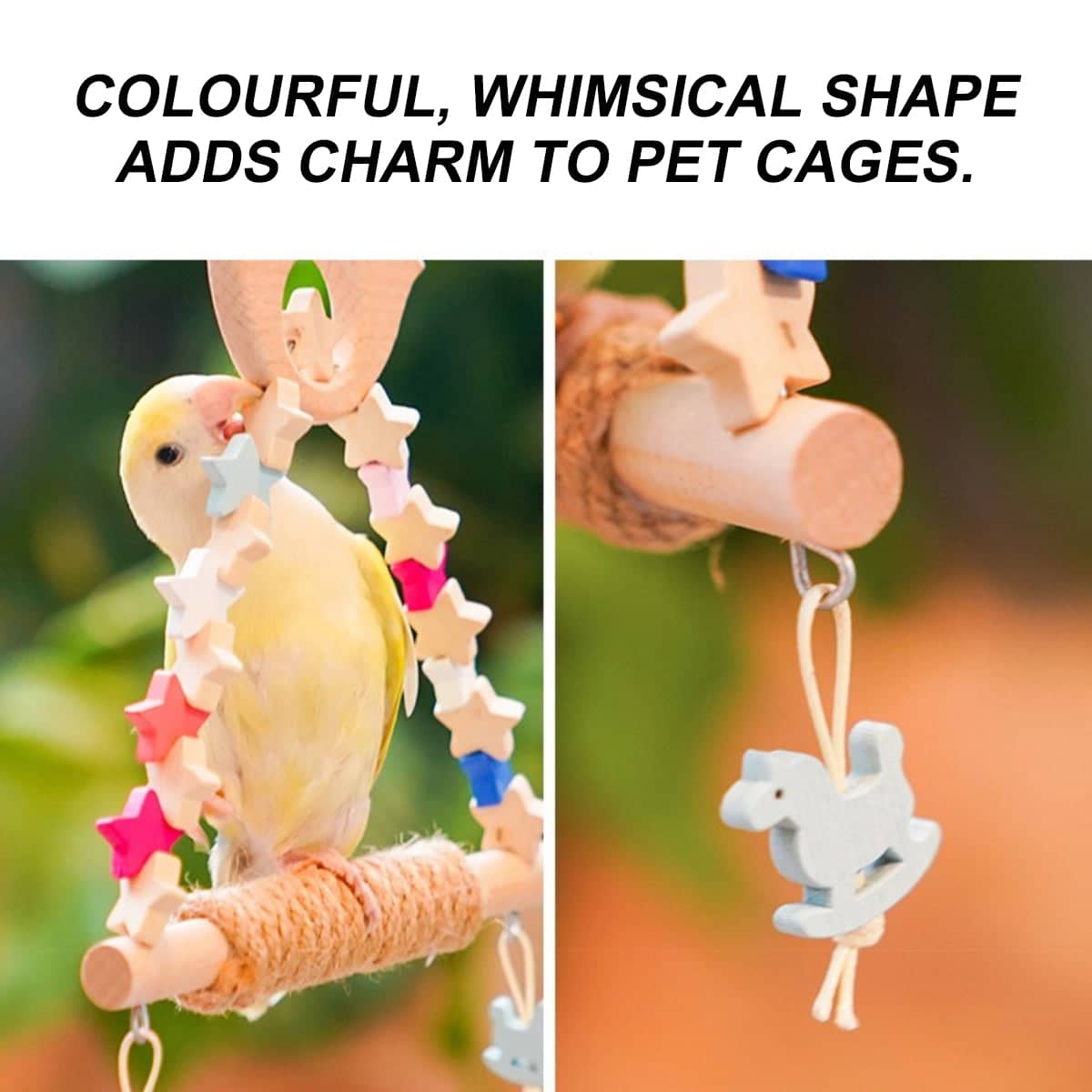 Multicolour Star Parrot Swing Toy with Rope Perch for Budgies, Cockatiels and Lovebirds - view 4