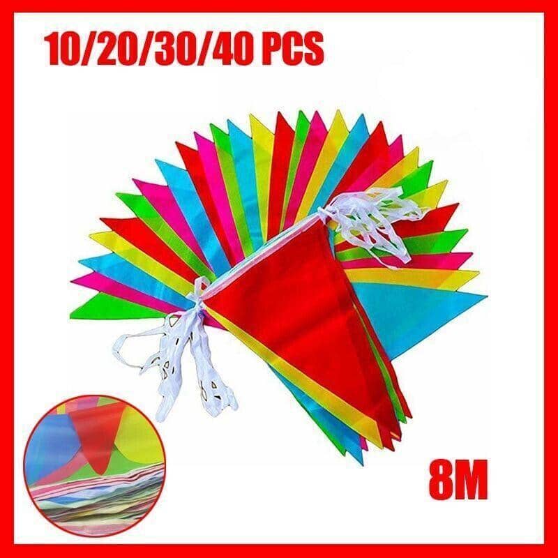 Multicolour Triangle Flag Bunting 240 m, 30 Pieces of 8 m for Weddings and Parties - view 2