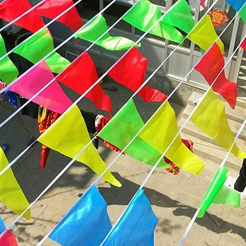 Multicolour Triangle Flag Bunting 240 m, 30 Pieces of 8 m for Weddings and Parties - view 4