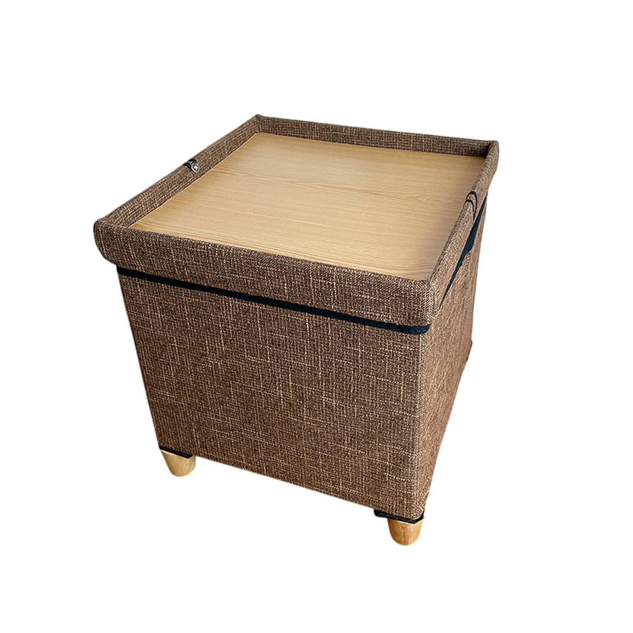 Multifunction Storage Stool Shoe Changing Bench with Padded Seat and Wooden Lid - Brown