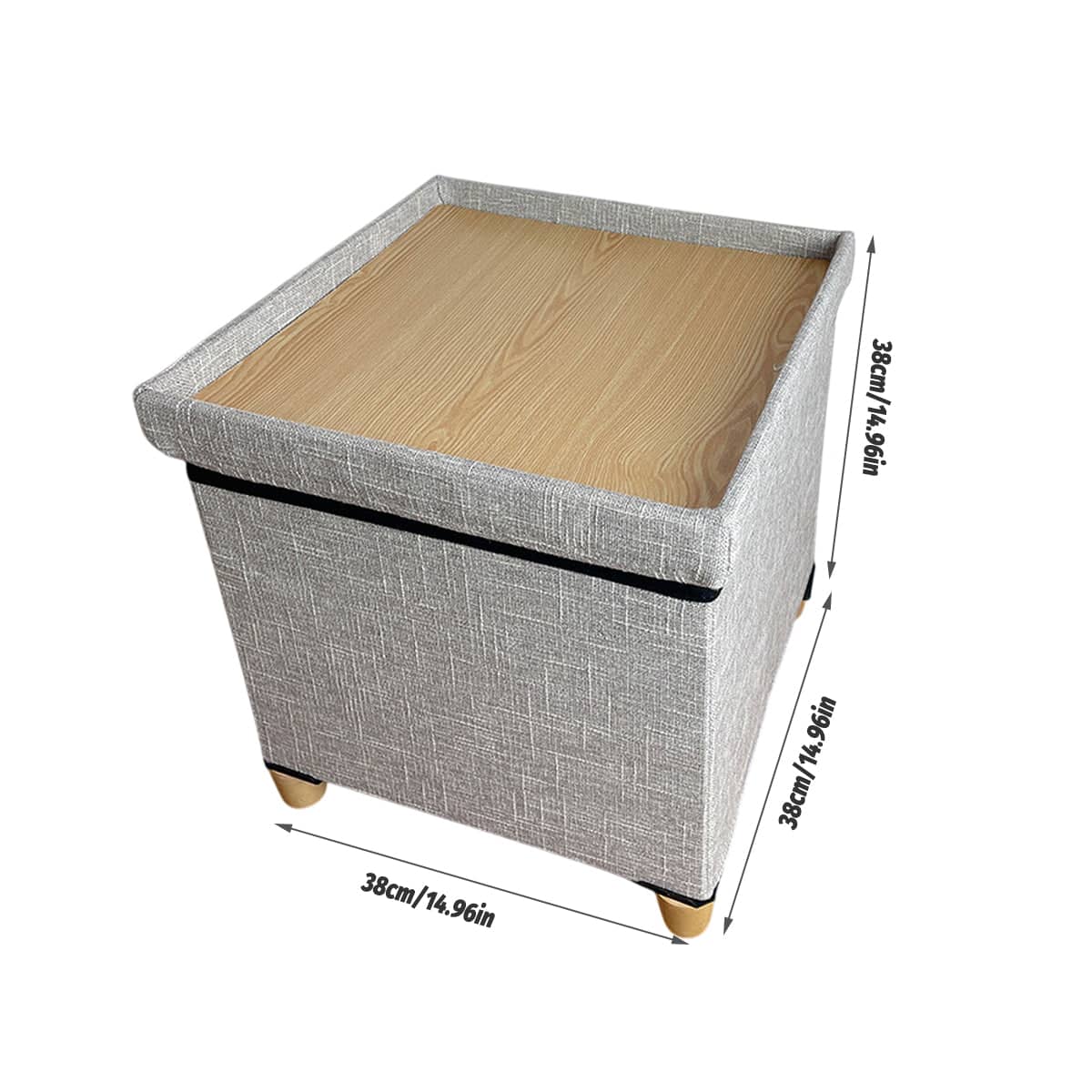 Multifunction Storage Stool Shoe Changing Bench with Padded Seat and Wooden Lid - Brown - view 4