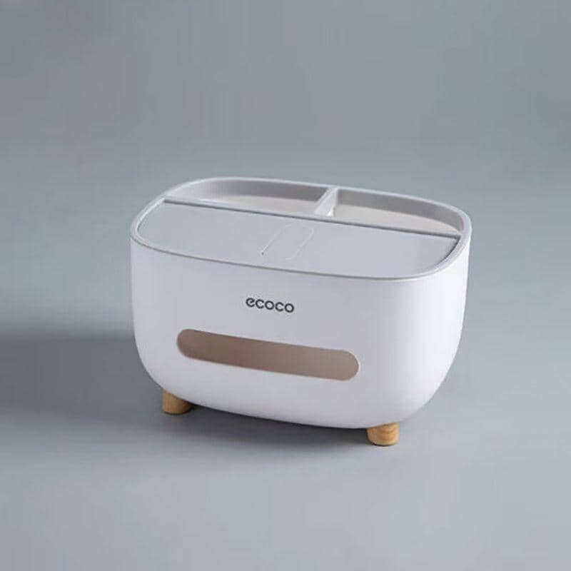Multifunction Tissue Box Cover Holder with Top Storage Tray - White - view 3