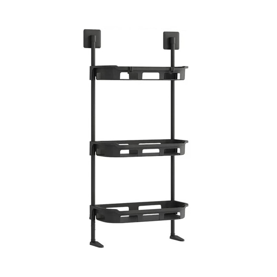 Multifunctional Bathroom Storage Rack Rustproof PP for Shampoo, Soap and Towels - Black