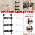 Multifunctional Bathroom Storage Rack Rustproof PP for Shampoo, Soap and Towels - Black - view 2