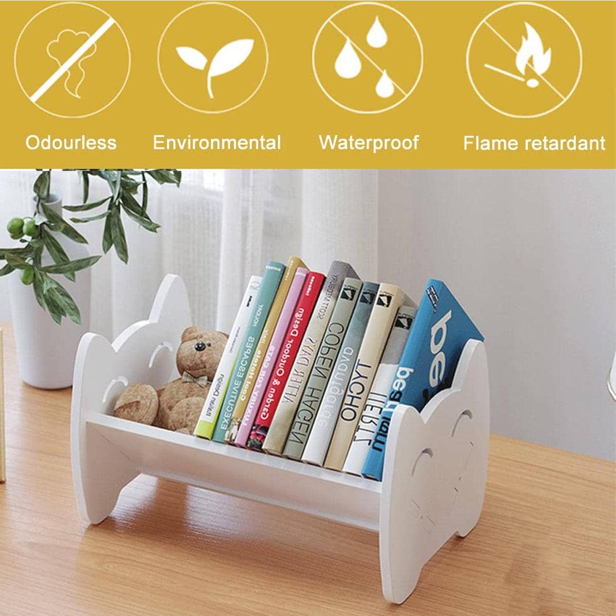 Multifunctional Book Organiser - Desktop Shelf Storage Bookcase, White - view 5