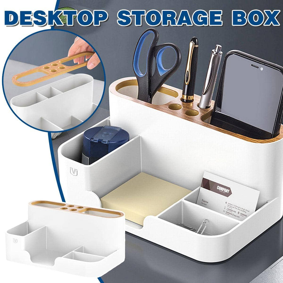 Multifunctional Desktop Organiser with Pen Holders - White