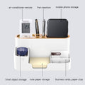 Multifunctional Desktop Organiser with Pen Holders - White - view 4
