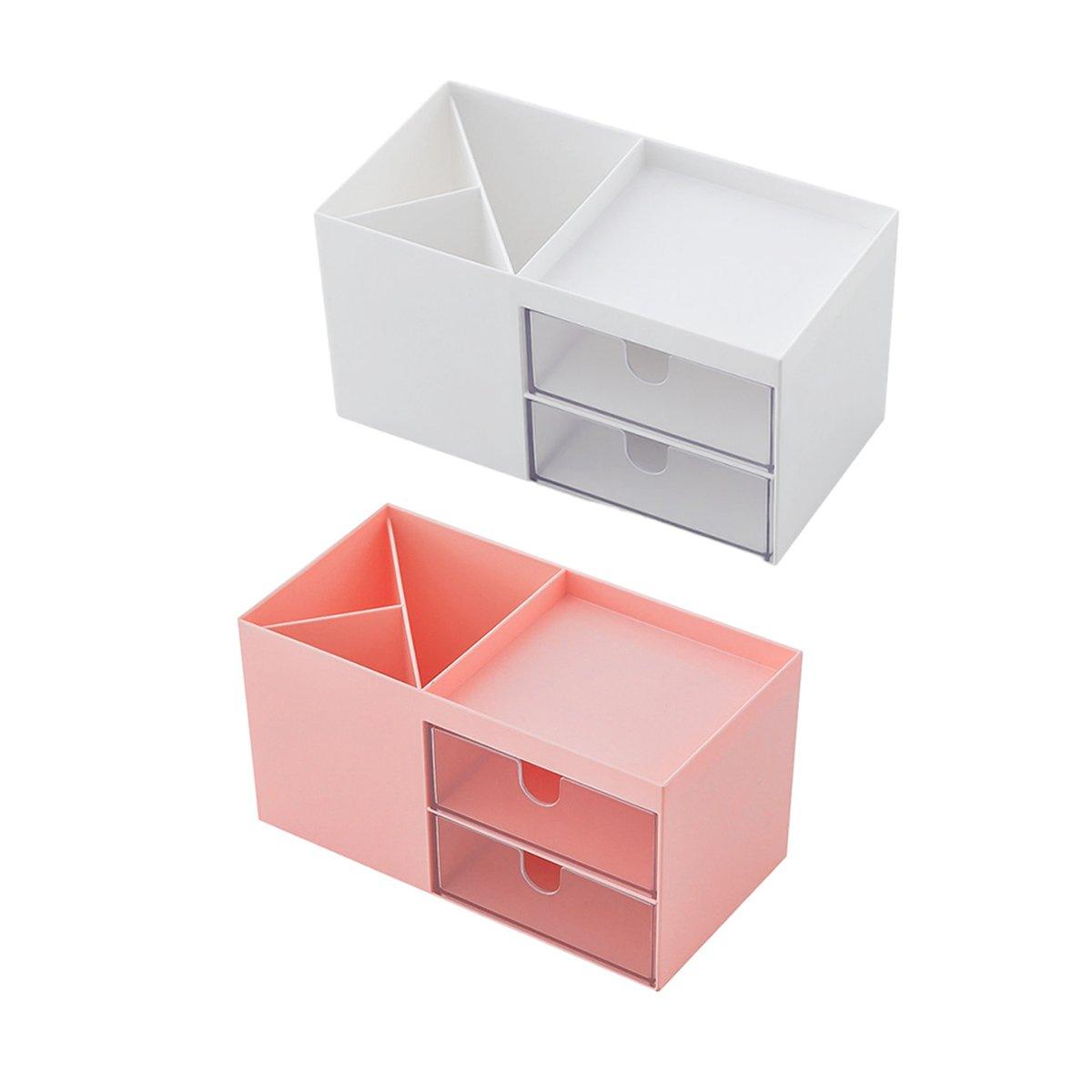 Multifunctional Desktop Organiser with Storage Drawers - Pink - view 3