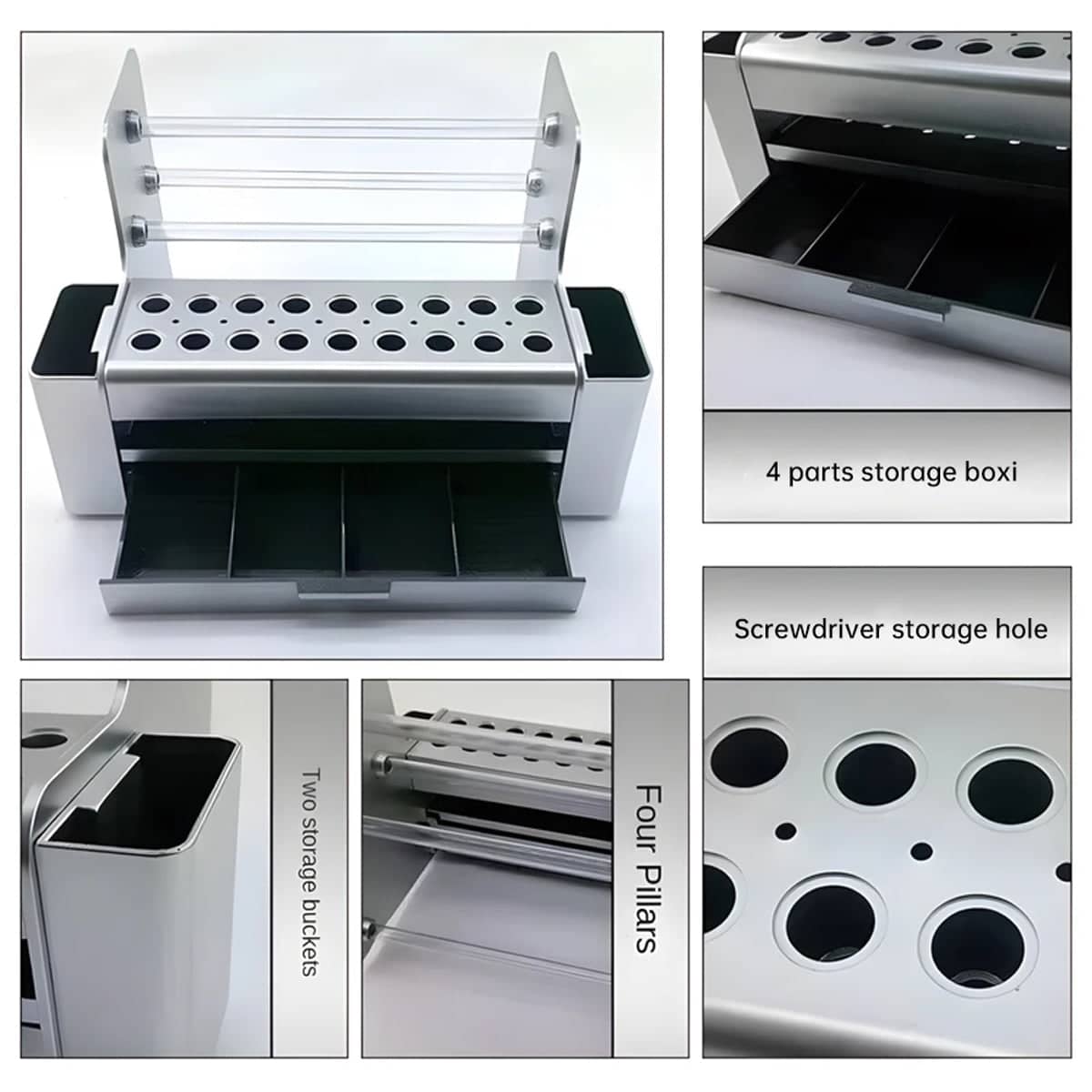 Multifunctional Desktop Tool Storage Cabinet with Side Compartments - view 5