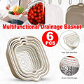 Multifunctional Drainage Basket Set of 6 for Fruit and Vegetables