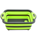 Multifunctional Foldable Plastic Sink Cutting Board and Draining Basket - Green