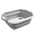 Multifunctional Foldable Plastic Sink Cutting Board and Draining Basket - White