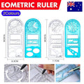 Multifunctional Geometric Drawing Ruler for Students - Blue, Primary School (14 Shapes) - view 2