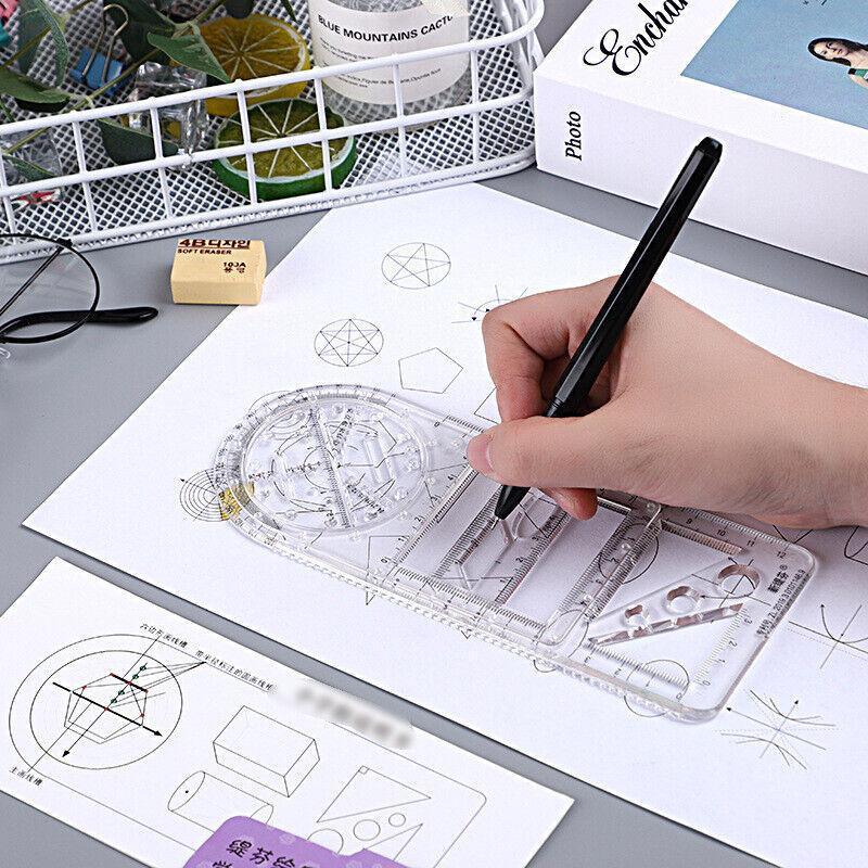 Multifunctional Geometric Drawing Ruler for Students - Blue, Primary School (14 Shapes) - view 4