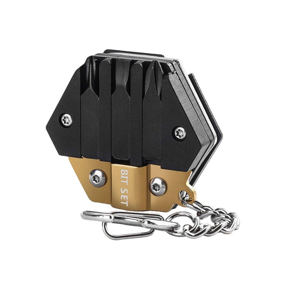 Multifunctional Hexagon Folding Pocket Tool with Knife - Gold