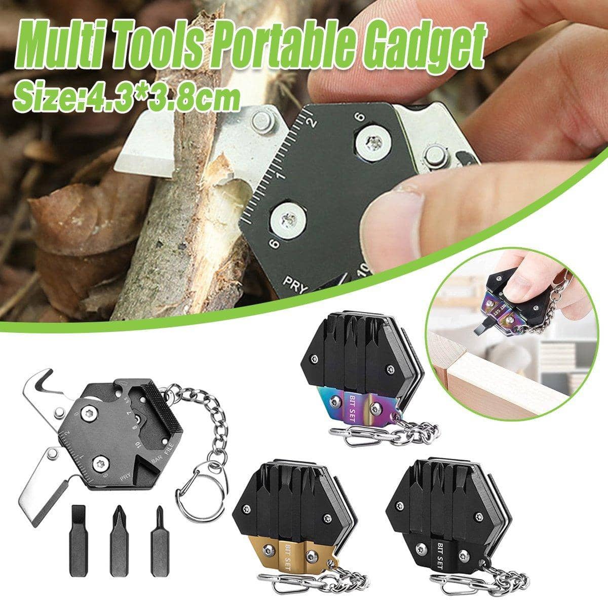 Multifunctional Hexagon Folding Pocket Tool with Knife - Gold - view 2