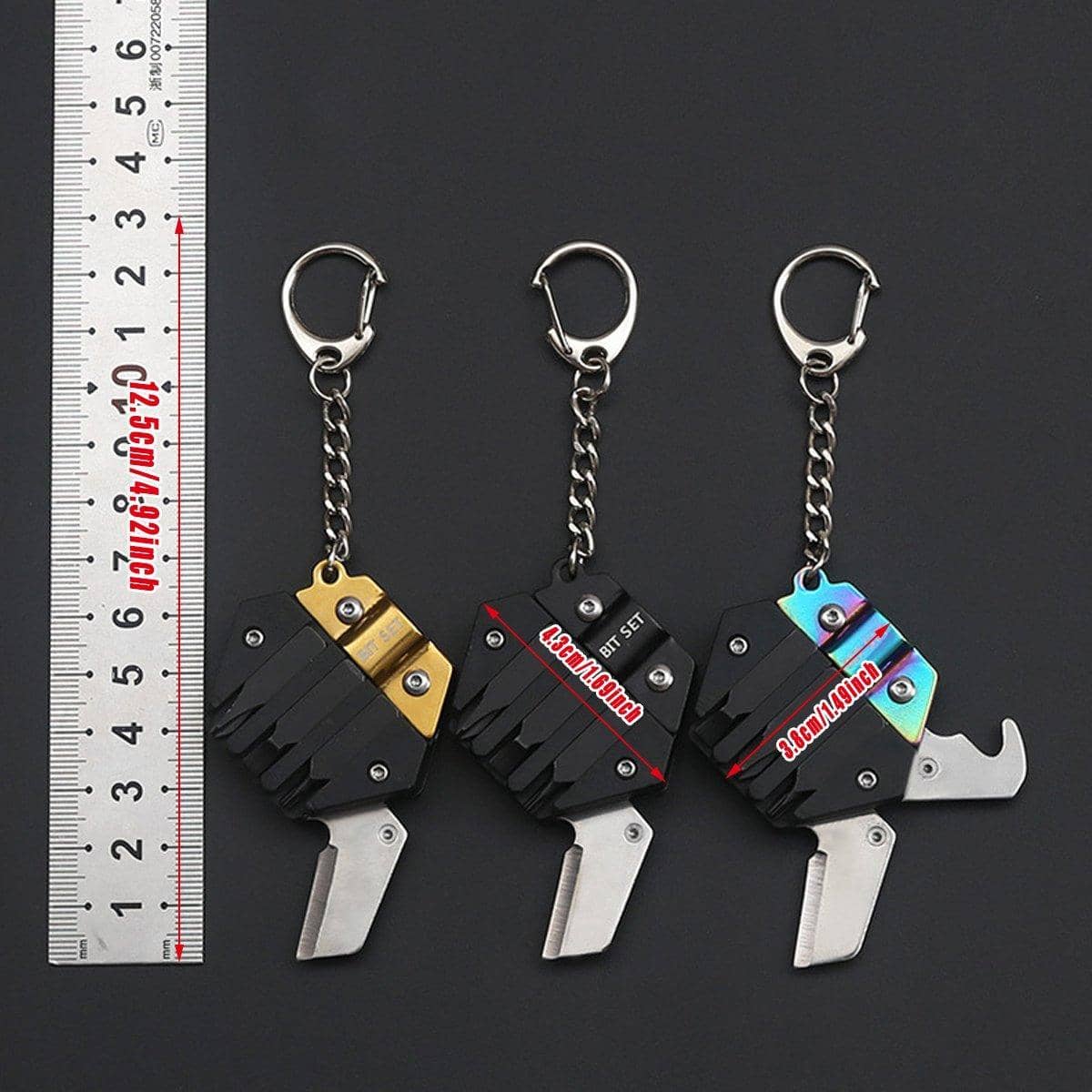 Multifunctional Hexagon Folding Pocket Tool with Knife - Gold - view 4