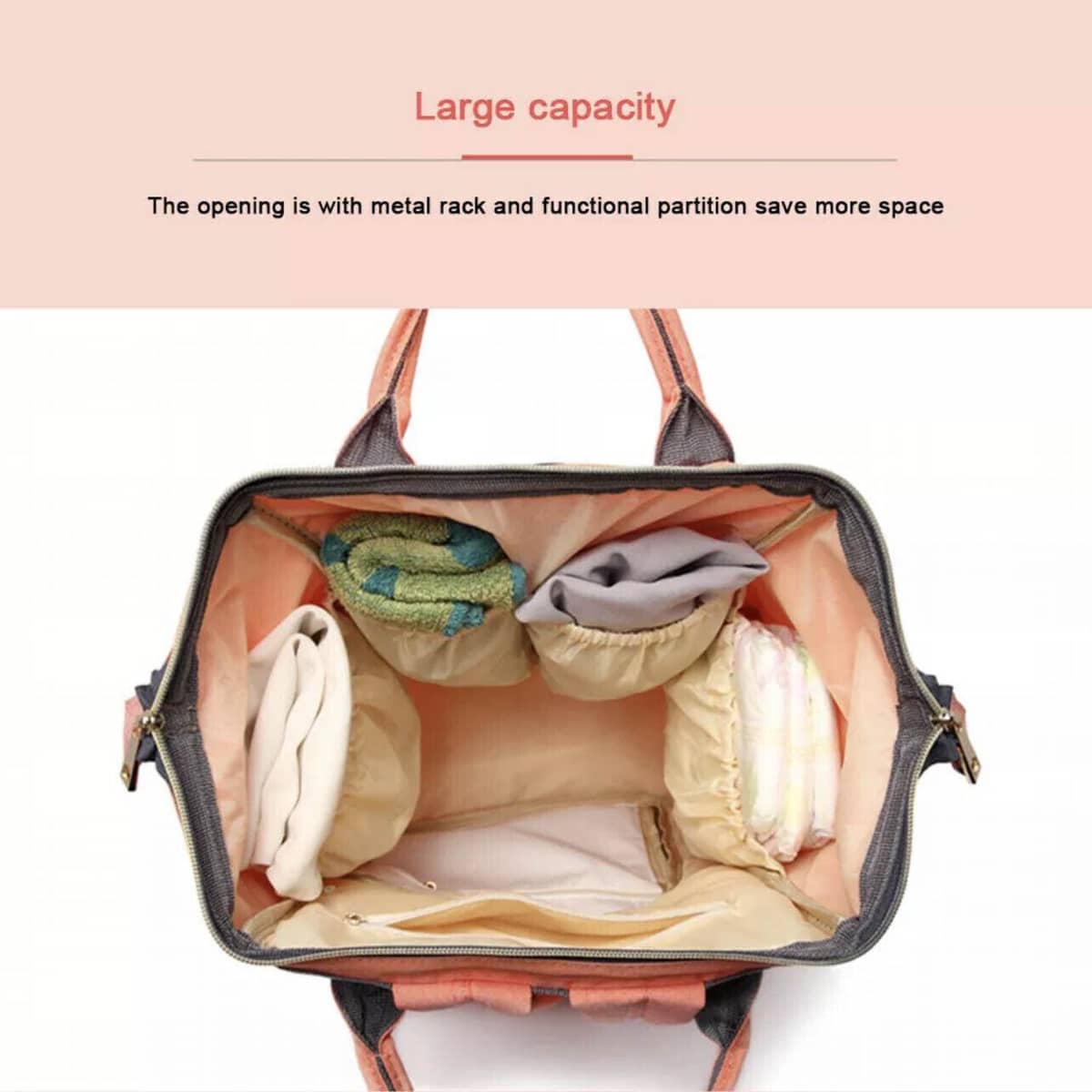 Multifunctional Nappy Backpack Changing Bag - Light Grey - view 5