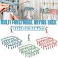 Multifunctional Plastic Clothes Drying Rack with Clips, Pack of 3