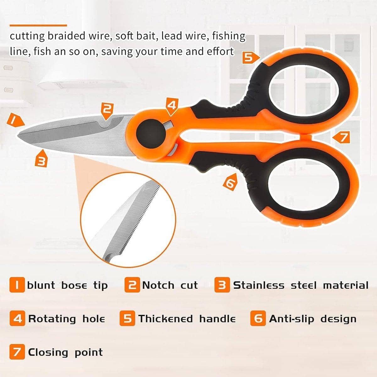 Multifunctional Serrated Fishing Scissors - Red - view 5
