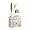Multifunctional Shoe Rack with Hooks and Drawers - White