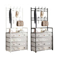 Multifunctional Shoe Rack with Hooks and Drawers - White - view 3