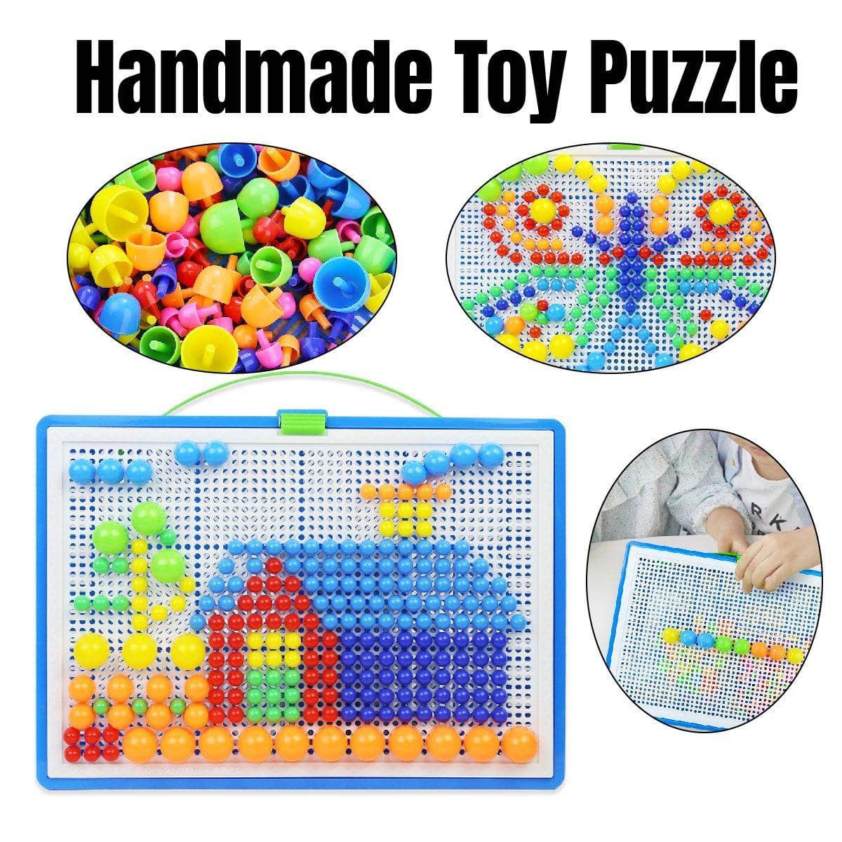 Mushroom Nail Puzzle Set - 296 Pieces, 29cm Pegboard