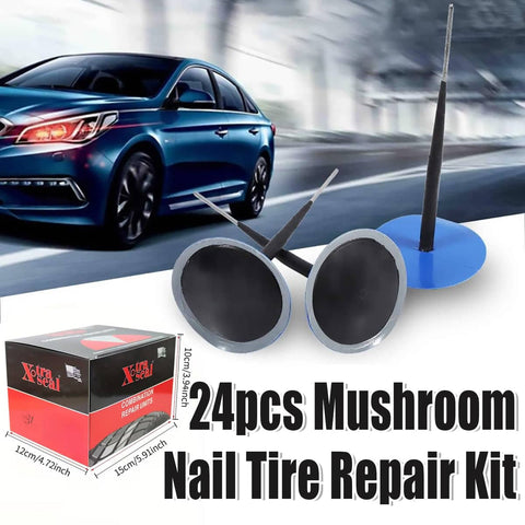 Mushroom Nail Tyre Repair Kit Pack of 24 for Cars and Motorbikes, Tubeless Puncture Plugs