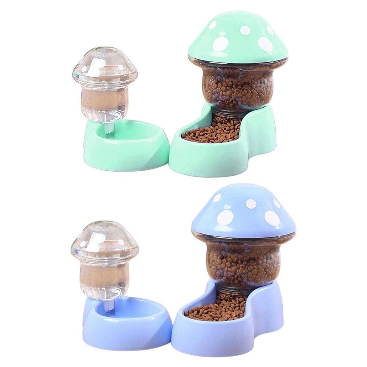 Mushroom Pet Food and Water Dispenser Set for Cats and Dogs - Light Blue - view 3
