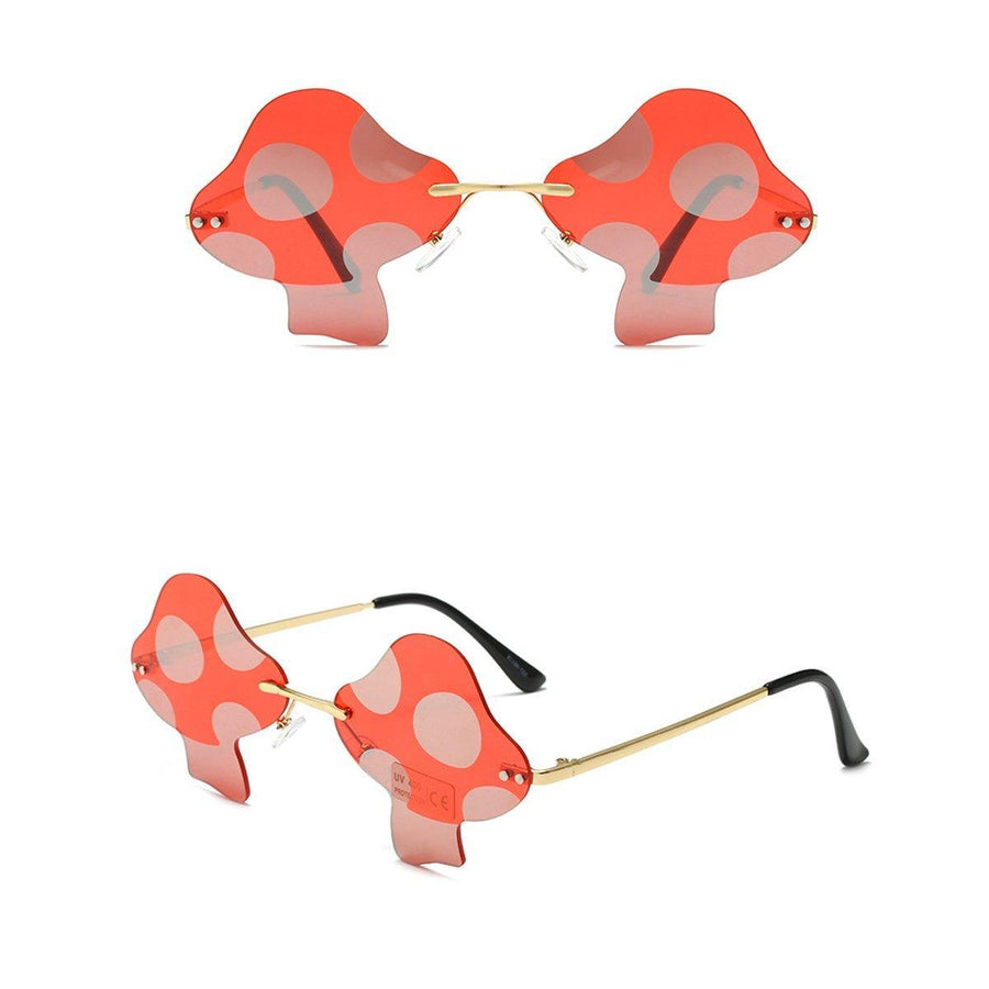 Mushroom Shape Sunglasses with UV Protection - Red Lens