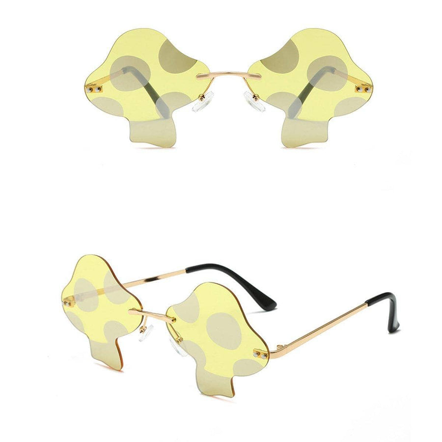 Mushroom Shape Sunglasses with UV Protection - Yellow Lens