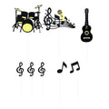 Music Themed Cake Topper Set, 8 Pieces - Drum Kit, Guitar and Music Notes