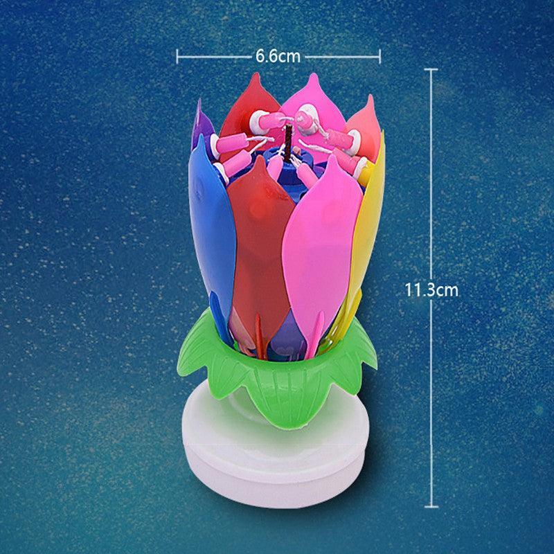 Musical Lotus Birthday Cake Candle, Rotating Flower, Pack of 2 - Multicolour - view 5