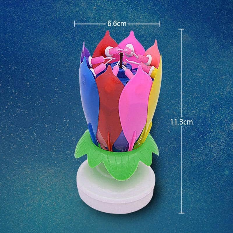 Musical Lotus Birthday Cake Candle, Rotating Flower, Pack of 2 - Purple - view 5