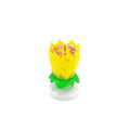 Musical Lotus Birthday Cake Candle, Rotating Flower, Pack of 2 - Yellow