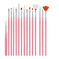Nail Art Brushes and Dotting Tools, Set of 15 - Pink