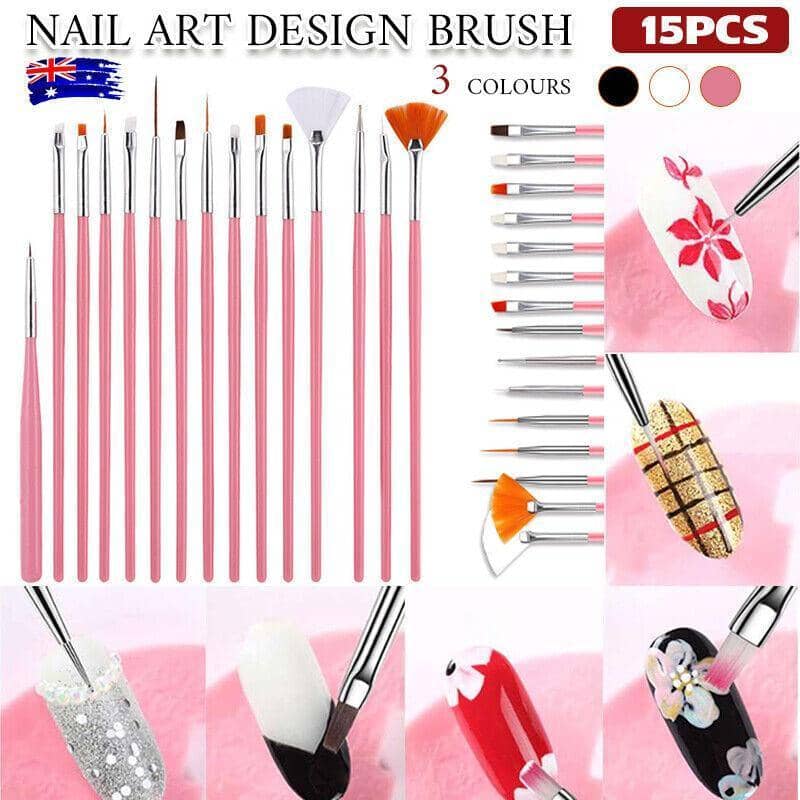 Nail Art Brushes and Dotting Tools, Set of 15 - Pink - view 2