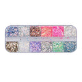 Nail Art Laser Flakes in a 12-Compartment Set