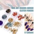 Nail Art Mirror Foil Flakes Glitter Powder - Black and Gold - view 2