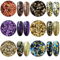 Nail Art Mirror Foil Flakes Glitter Powder - Black and Gold - view 3