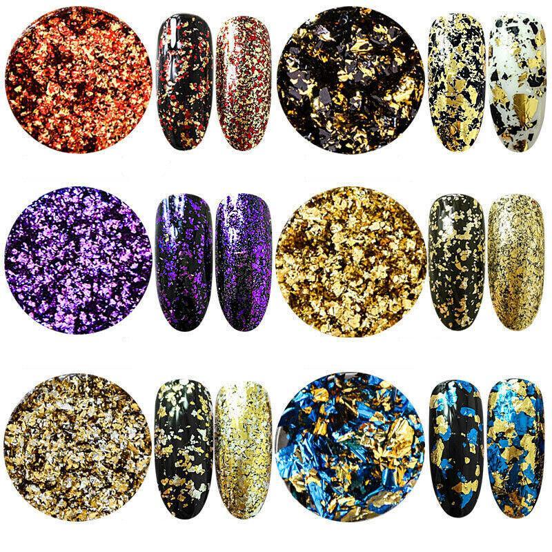 Nail Art Mirror Foil Flakes Glitter Powder - Gold and Silver - view 3