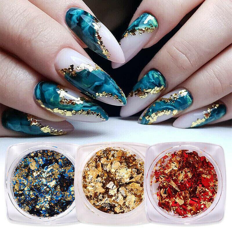 Nail Art Mirror Foil Flakes Glitter Powder - Gold and Silver - view 4